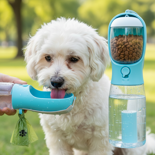 3 - in - 1 Portable Dog Water Bottle with Food & Cleanup Bag Dispenser - Ryan's Pawsitive Pet Shoppe