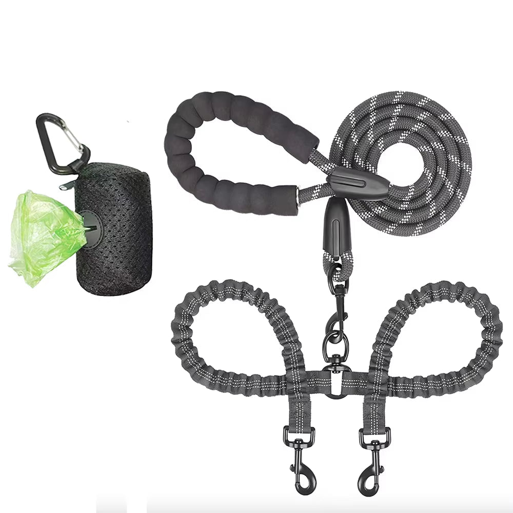 Dual Dog Leash Coupler With Double Bungee Extension - Ryan's Pawsitive Pet Shoppe