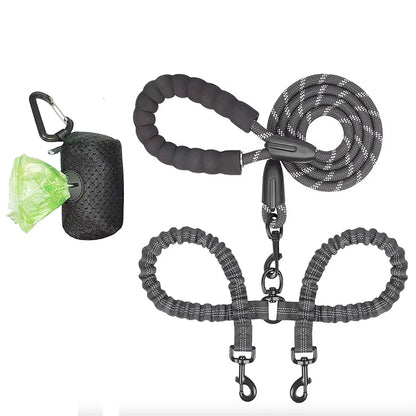 Dual Dog Leash Coupler With Double Bungee Extension - Ryan's Pawsitive Pet Shoppe