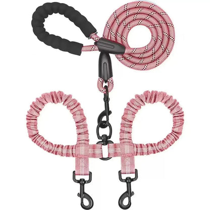 Dual Dog Leash Coupler With Double Bungee Extension - Ryan's Pawsitive Pet Shoppe