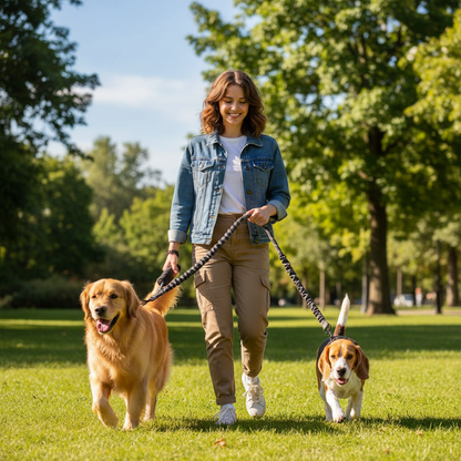 Dual Dog Leash Coupler With Double Bungee Extension - Ryan's Pawsitive Pet Shoppe