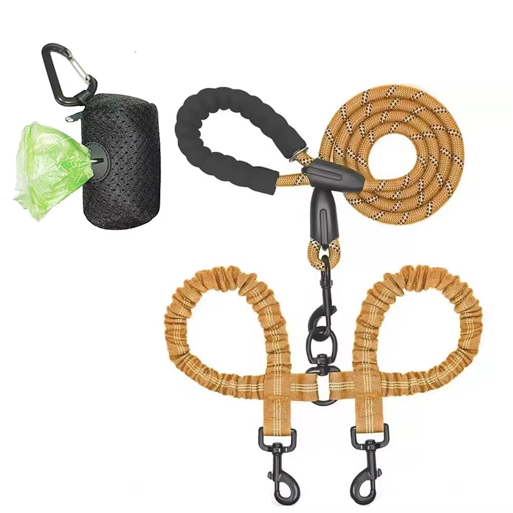 Dual Dog Leash Coupler With Double Bungee Extension - Ryan's Pawsitive Pet Shoppe