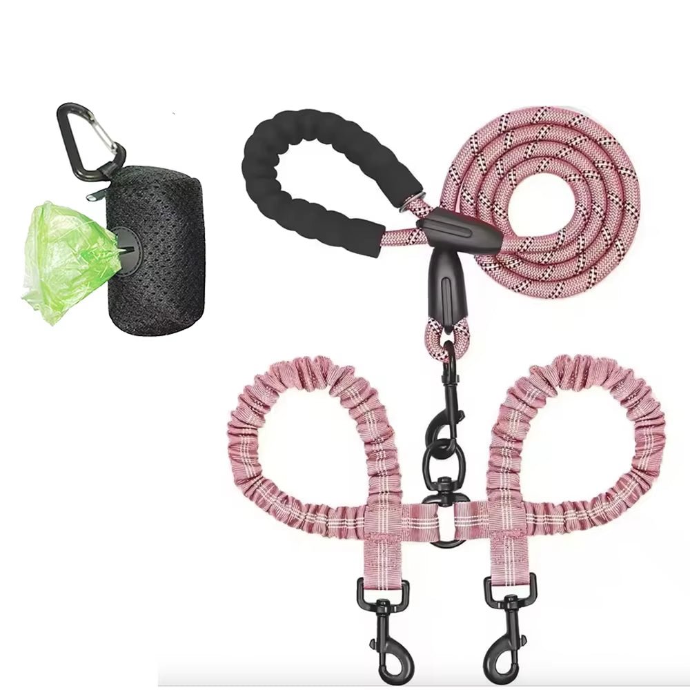 Dual Dog Leash Coupler With Double Bungee Extension - Ryan's Pawsitive Pet Shoppe