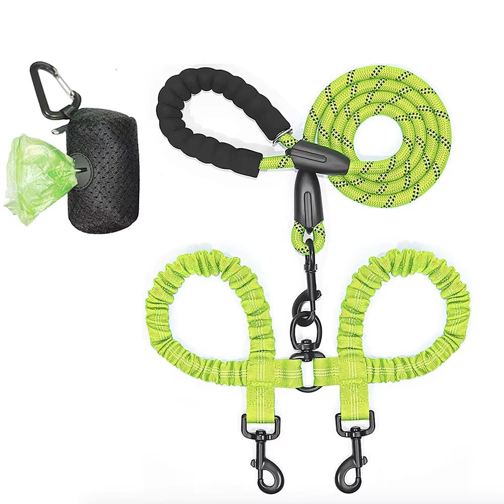 Dual Dog Leash Coupler With Double Bungee Extension - Ryan's Pawsitive Pet Shoppe