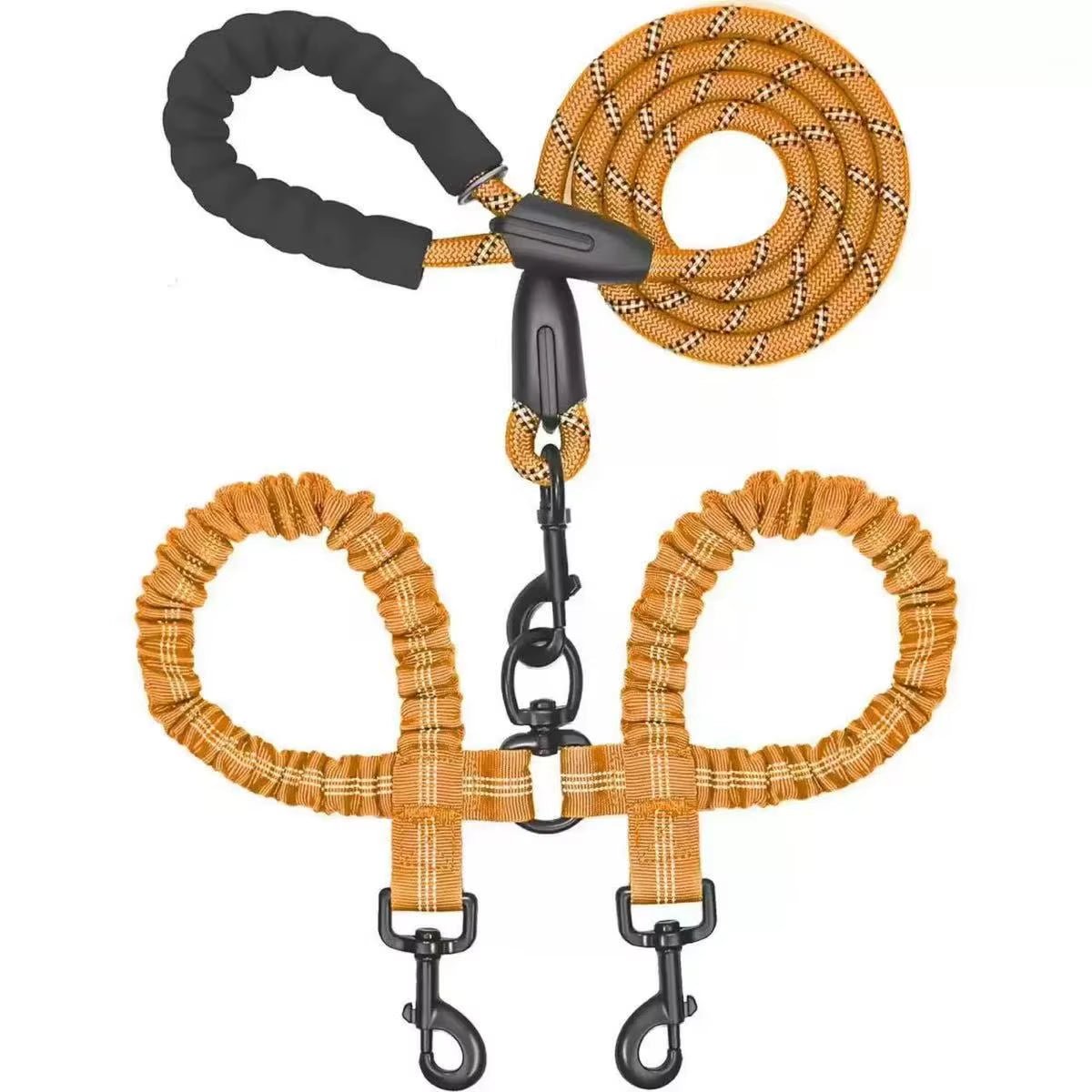 Dual Dog Leash Coupler With Double Bungee Extension - Ryan's Pawsitive Pet Shoppe