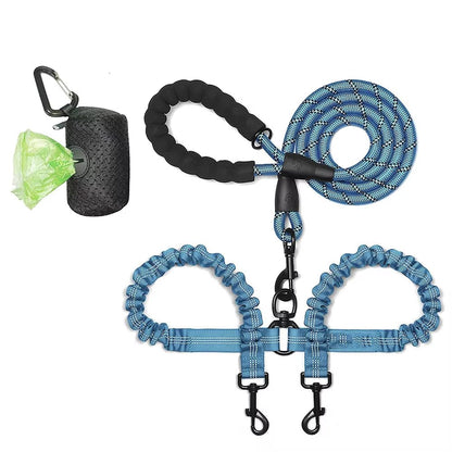 Dual Dog Leash Coupler With Double Bungee Extension - Ryan's Pawsitive Pet Shoppe