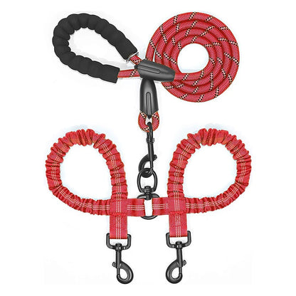 Dual Dog Leash Coupler With Double Bungee Extension - Ryan's Pawsitive Pet Shoppe