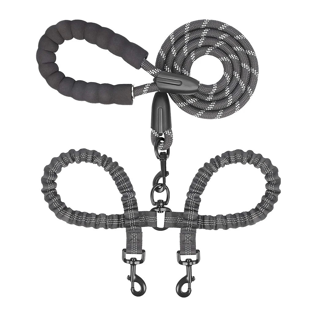 Dual Dog Leash Coupler With Double Bungee Extension - Ryan's Pawsitive Pet Shoppe