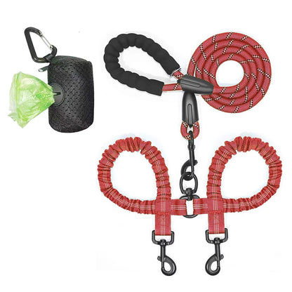 Dual Dog Leash Coupler With Double Bungee Extension - Ryan's Pawsitive Pet Shoppe