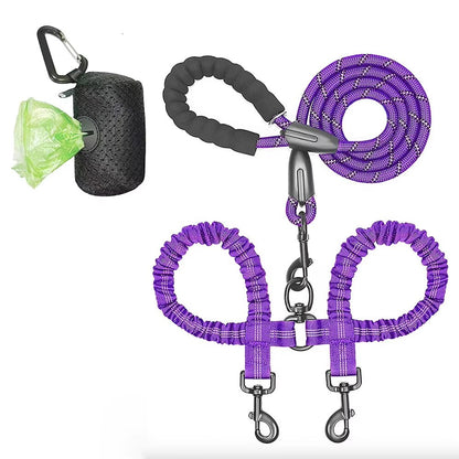 Dual Dog Leash Coupler With Double Bungee Extension - Ryan's Pawsitive Pet Shoppe