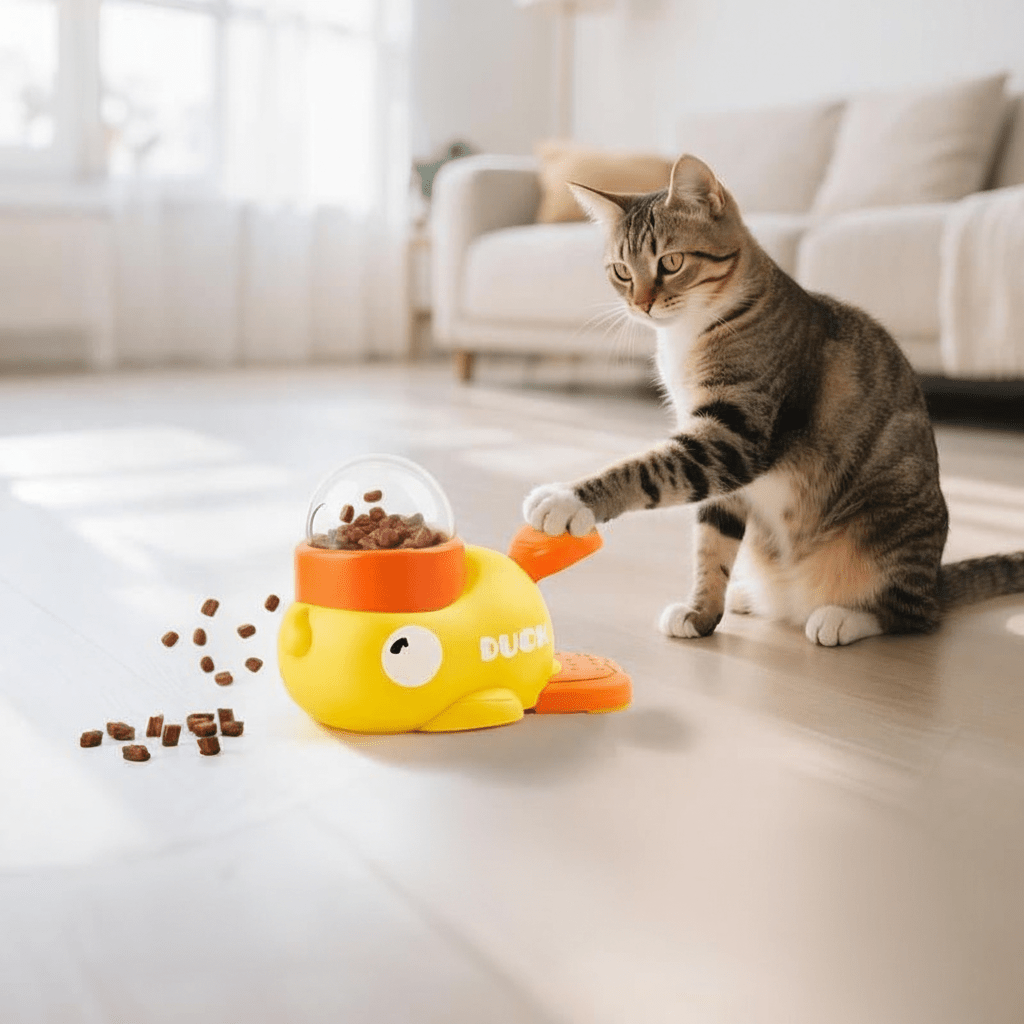 Duck - Shaped Interactive Cat Puzzle Treat Dispenser - Ryan's Pawsitive Pet Shoppe
