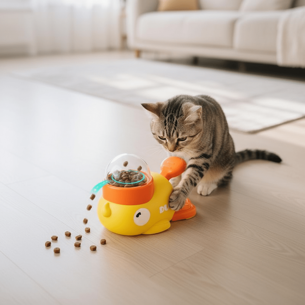 Duck - Shaped Interactive Cat Puzzle Treat Dispenser - Ryan's Pawsitive Pet Shoppe