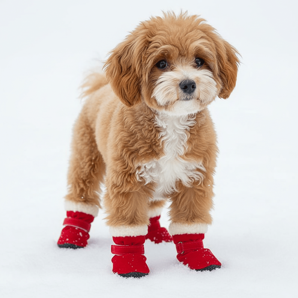 Fleece - Lined Dog Winter Boots 4 - Piece Set with Anti - Slip Sole - Ryan's Pawsitive Pet Shoppe