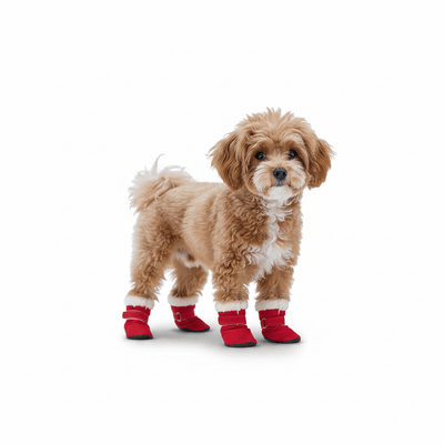 Fleece - Lined Dog Winter Boots 4 - Piece Set with Anti - Slip Sole - Ryan's Pawsitive Pet Shoppe