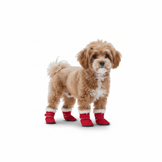 Fleece - Lined Dog Winter Boots 4 - Piece Set with Anti - Slip Sole - Ryan's Pawsitive Pet Shoppe