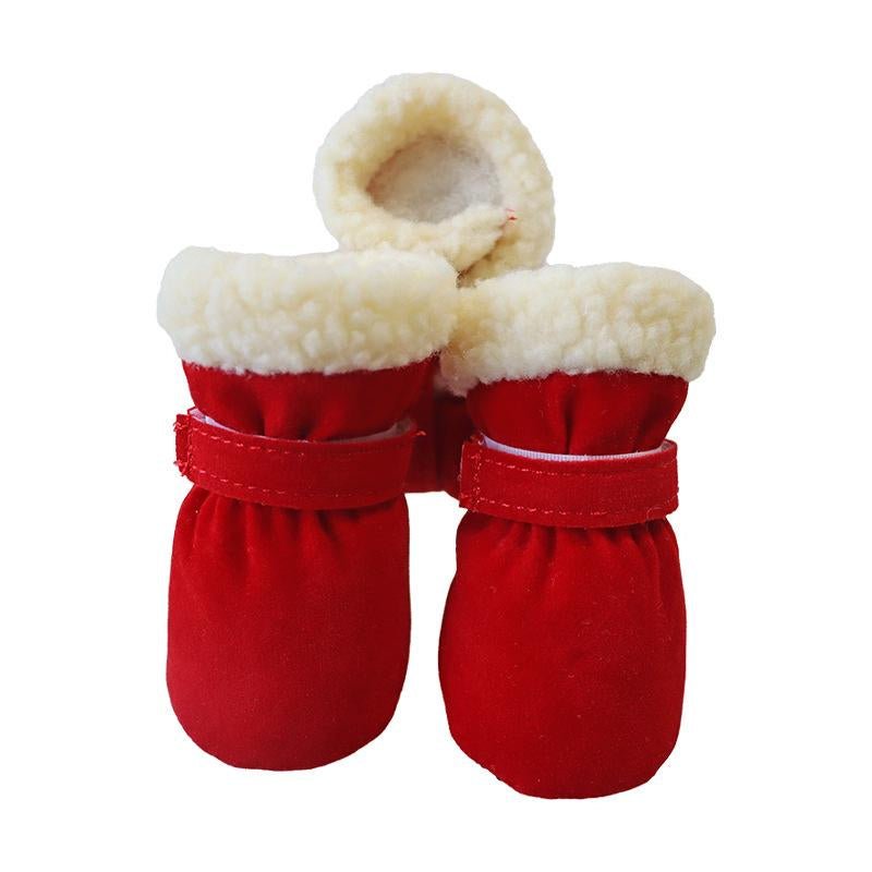 Fleece - Lined Dog Winter Boots 4 - Piece Set with Anti - Slip Sole - Ryan's Pawsitive Pet Shoppe