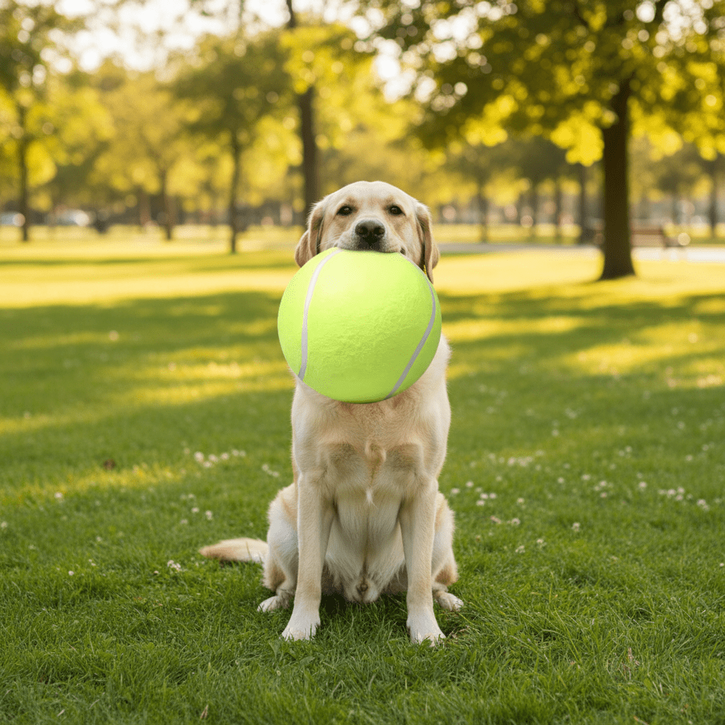 Giant Dog Tennis Ball With Rubber Core And Felt Exterior - Ryan's Pawsitive Pet Shoppe