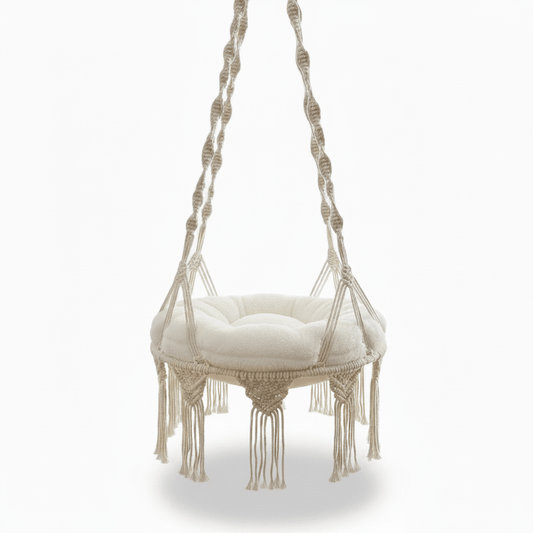 Handwoven Cotton Rope Cat Hammock With Hanging Basket For Indoor Cats - Ryan's Pawsitive Pet Shoppe