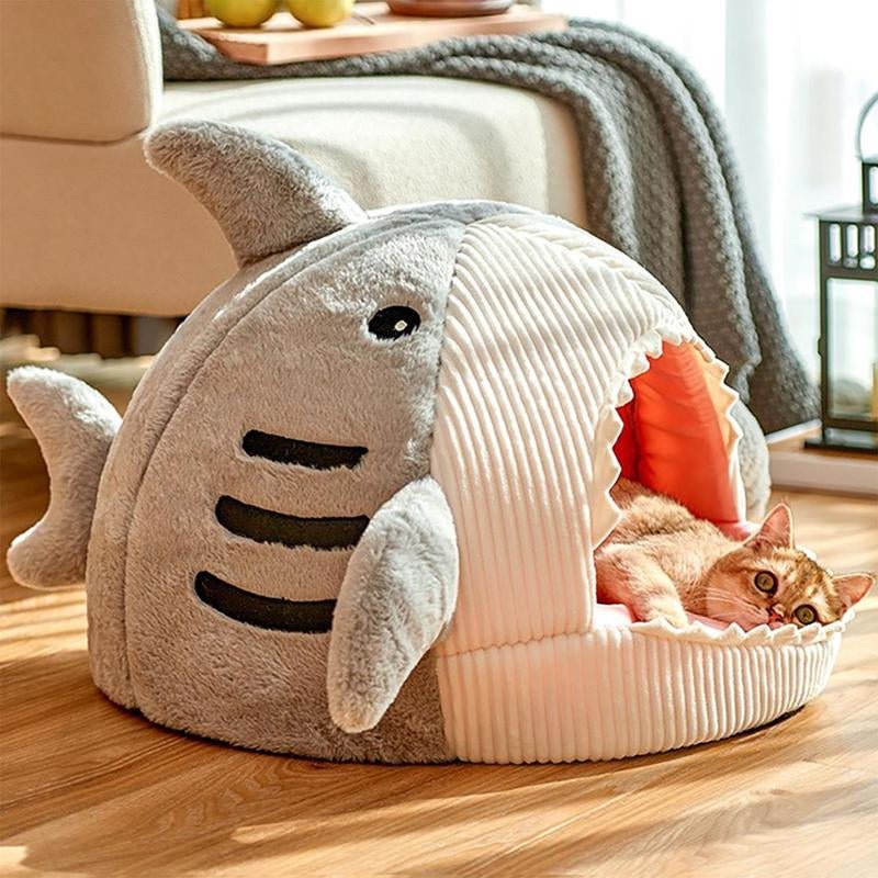 Shark Design Soft Pet Bed for Cats & Small Dogs - Ryan's Pawsitive Pet Shoppe
