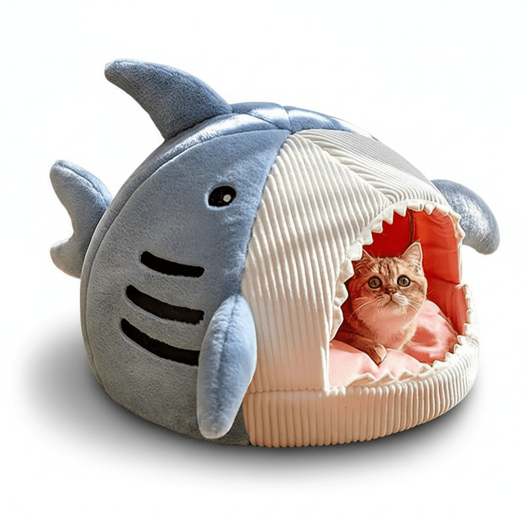 Shark Design Soft Pet Bed for Cats & Small Dogs - Ryan's Pawsitive Pet Shoppe